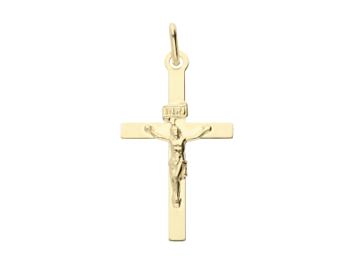 Bijuterii aur - Cruciulita cu Iisus - autentic din aur 14K, culoare aur galben