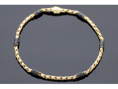 Bratari mobile barbatesti cristale zirconia negre- aur 14K