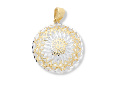 Medalioane aur dama model mandala  - aur pur 14K, culoare aur galben si alb