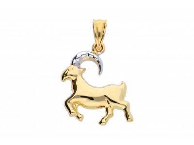 Bijuterii din aur - Pandantive dama aur 14K alb si galben zodie capricorn